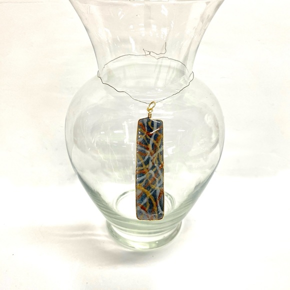 HANDMADE Original Abstract Metallics Resin Art Statement Oendant - Picture 7 of 9